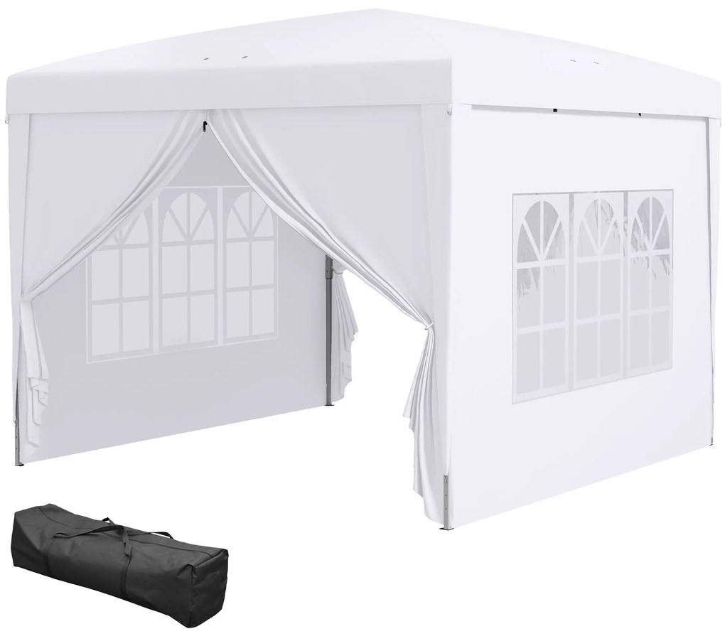 Outsunny Pawilon, Bierzelt, 4 demontowalne ściany boczne, 2 okna, stelaż metalowy, 2,95 x 2,95 m, Biały