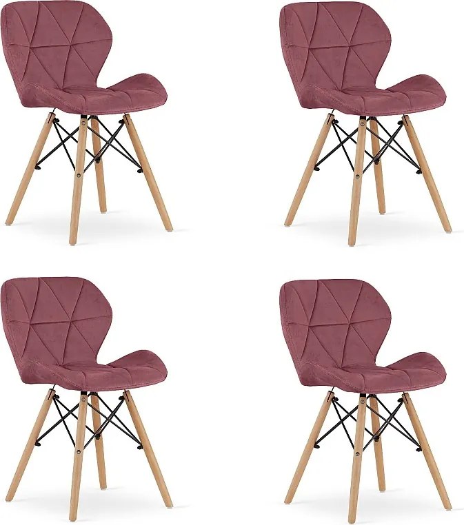 Krzesło Valora WAKO Velvet w nowoczesnym stylu, ciemnoróżowe, zestaw 4 szt.