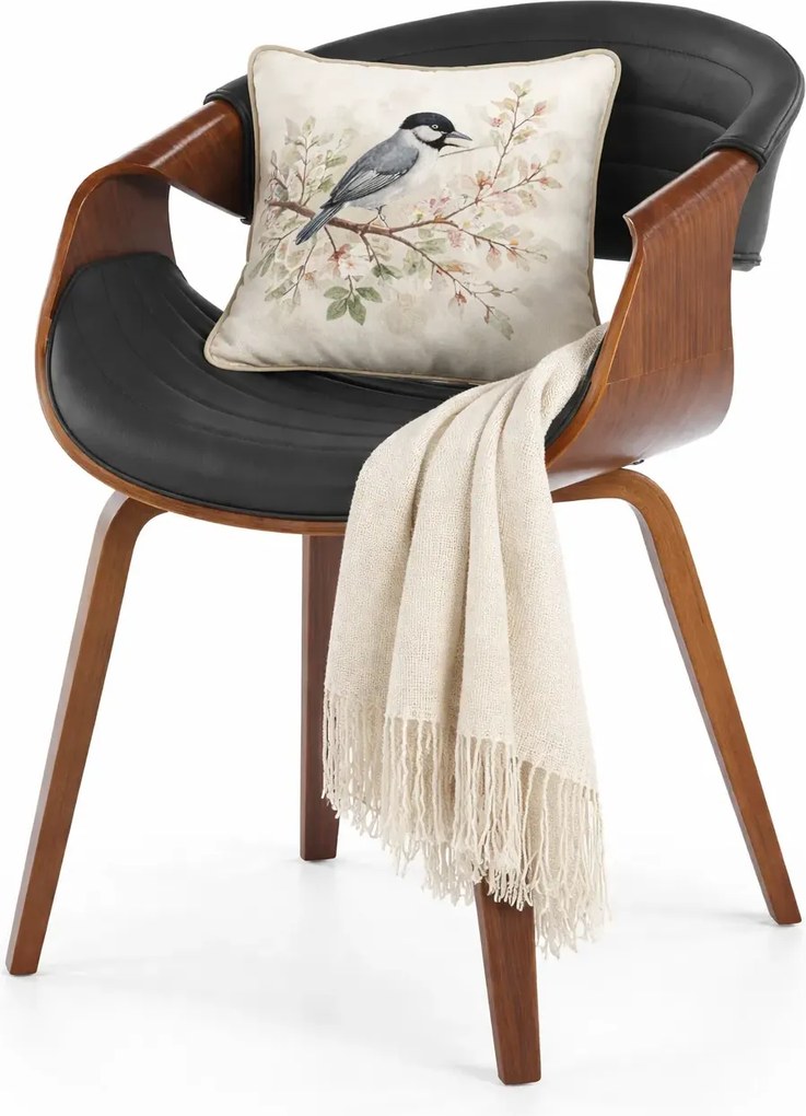 Skandynawskie kubełkowe krzesło orzech + czarny E6-P74