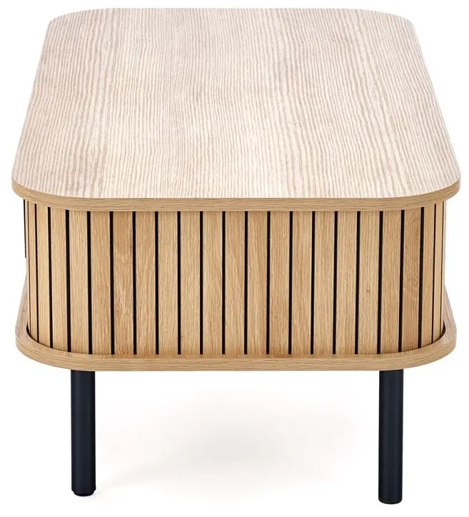 Ława z zamykaną półką, MDF naturalny/czarny 90/50/40 ANGELINA