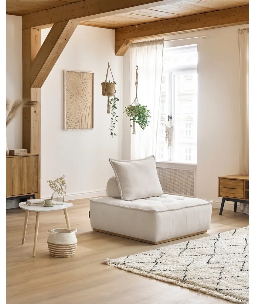 Biały fotel z tkaniny szenilowej Elisa – Bobochic Paris