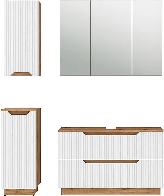 Zestaw mebli łazienkowych dąb/białe paski 99.4x32x62.5 lotta