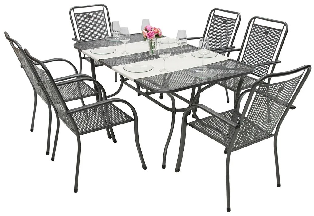 Metalowy zestaw ogrodowy SAVANA I. 1 + 6 Stół prostokątny 145x90 cm (CT0309)