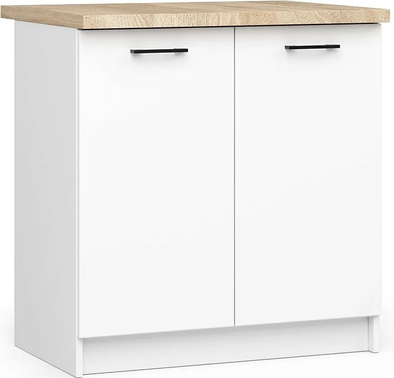 Szafka kuchenna AKORD S80 z blatem system OLIWIA Biała 80 cm 2 drzwi kolor Biały mat 2 półki 80x46x85 cm