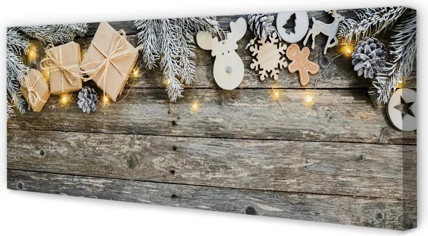 Obraz na płótnie Gałązki, Prezenty i Szyszki