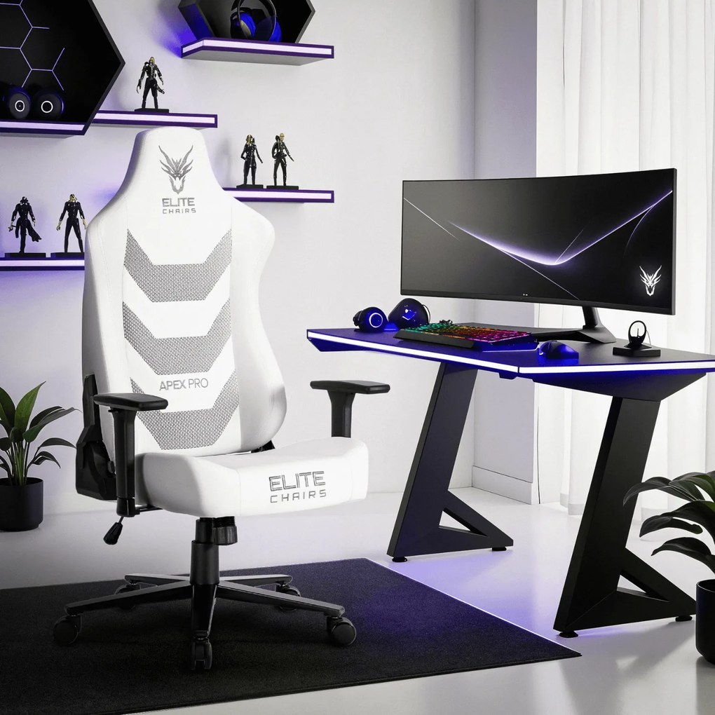 Fotel gamingowy Apex - ergonomiczny fotel dla graczy ekoskóra, biały