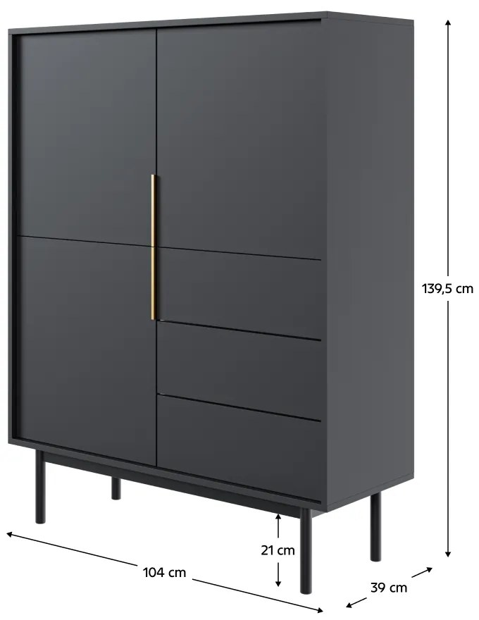 Komoda VIVALA 3D3S, czarna
