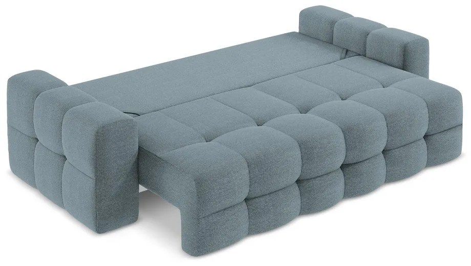 Niebieska rozkładana sofa z materiału bouclé 255 cm Milu – Makamii