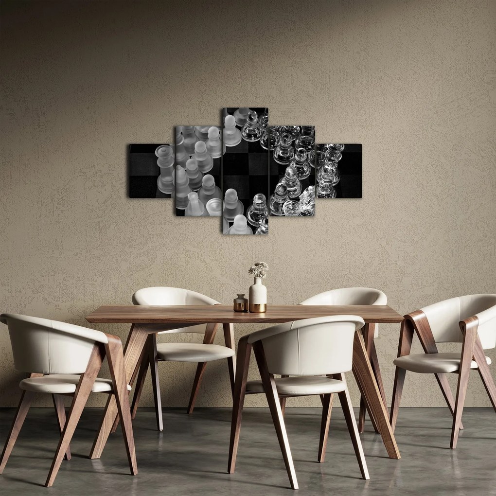 Obraz - czarno - białe szachy (125x70 cm)