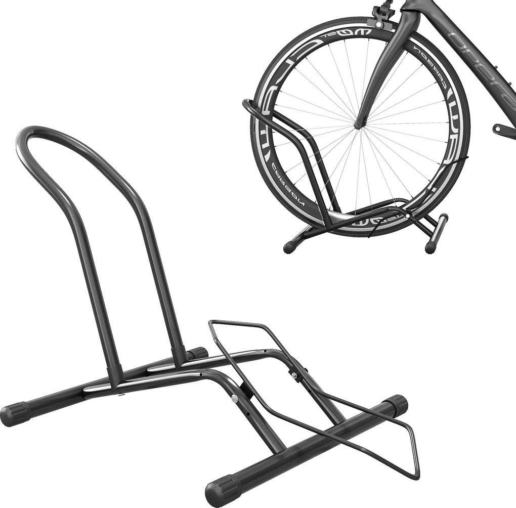SPORTNOW Stojak rowerowy ze stali do parkowania rowerów stojak podłogowy do użytku wewnętrznego i zewnętrznego 59x41x38 cm Czarny | Aosom PL
