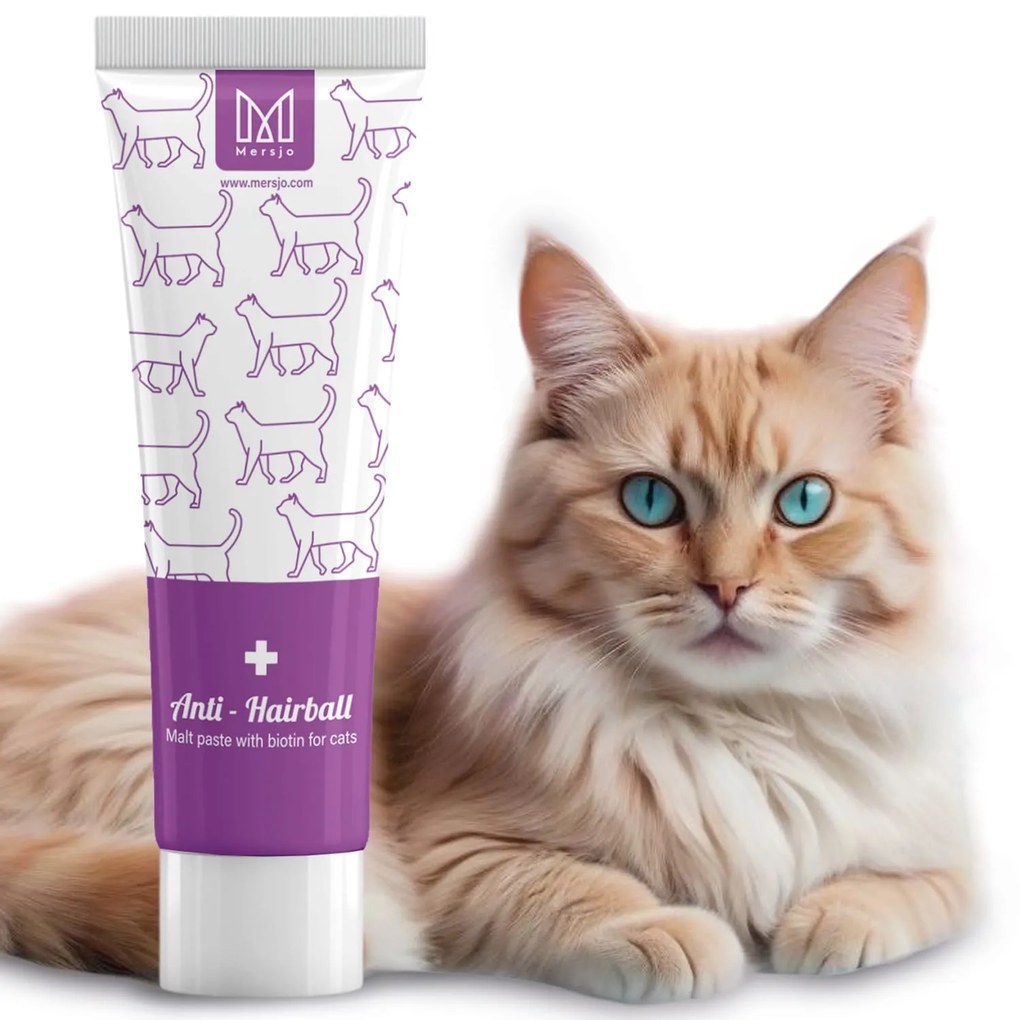Pasta odkłaczająca dla kota z biotyną, suplement diety Mersjo Anti-Hairball 100g