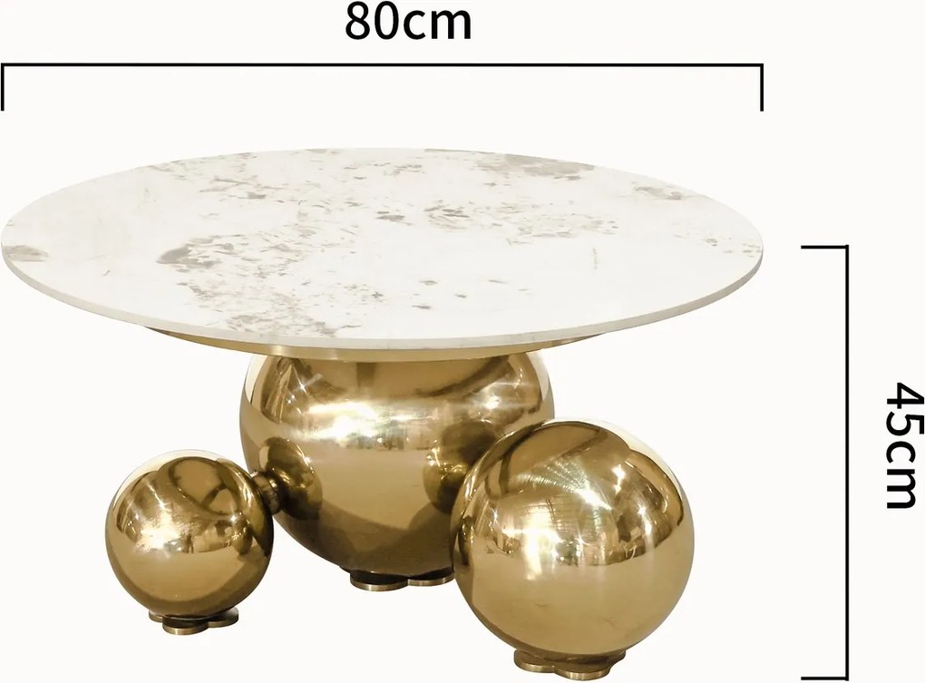 Stolik kawowy glamour Modig M63, z okrągłym blatem ze spieku
