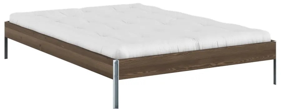 Brązowe łóżko dwuosobowe z litego drewna sosnowego ze stelażem 140x200 cm Core – Karup Design
