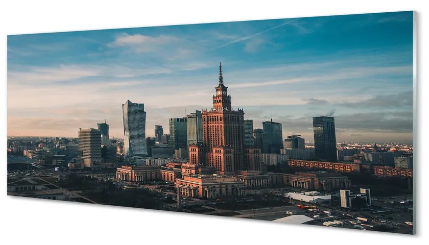 Panel Szklany Warszawa Wieżowce panorama wschód słońca