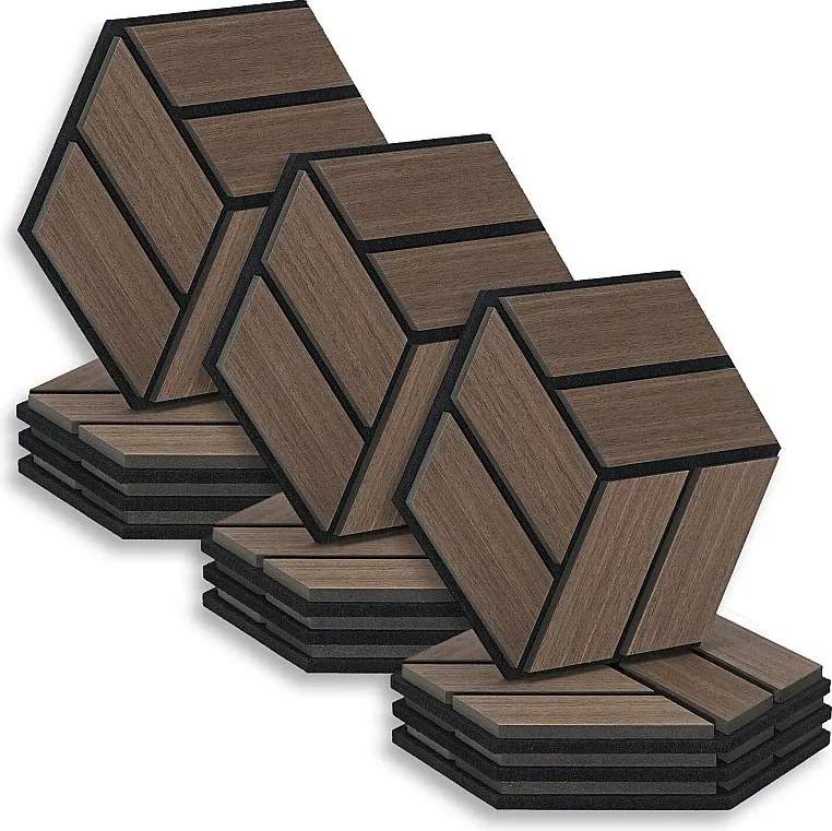 Panele akustyczne 30x26 cm Brązowy sześciokąt plaster miodu