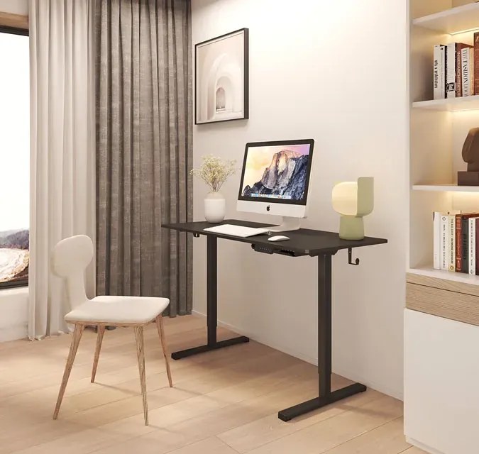Czarne elektryczne biurko ergonomiczne do pracy na stojąco - Evron 5X