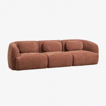 3-częściowa Sofa Modułowa Z Tkaniny Chenille Coquette Szenila Rdzawy Brąz - Sklum