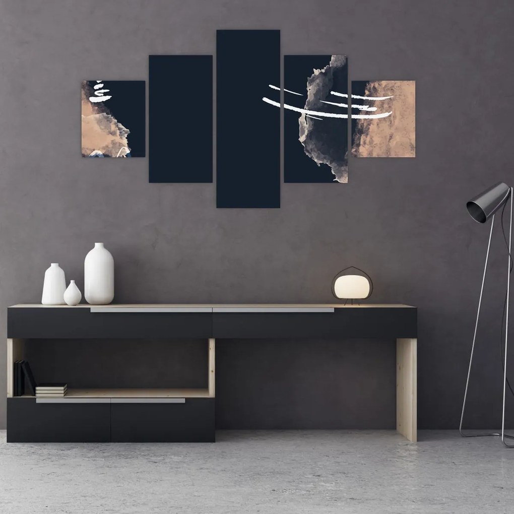 Obraz - Ciemnoniebieska abstrakcja (125x70 cm)