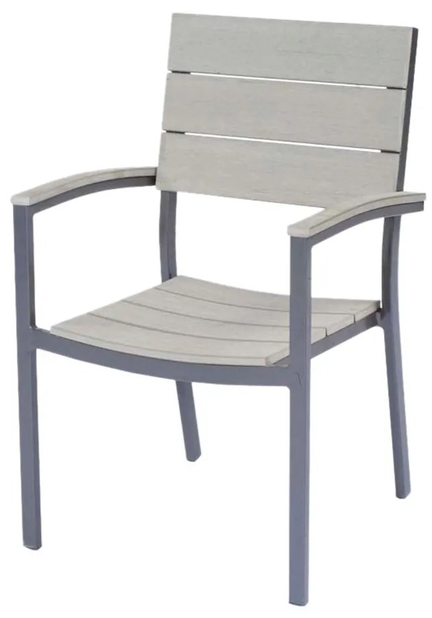 Szare metalowe/plastikowe krzesło ogrodowe Olivia – Garden Pleasure