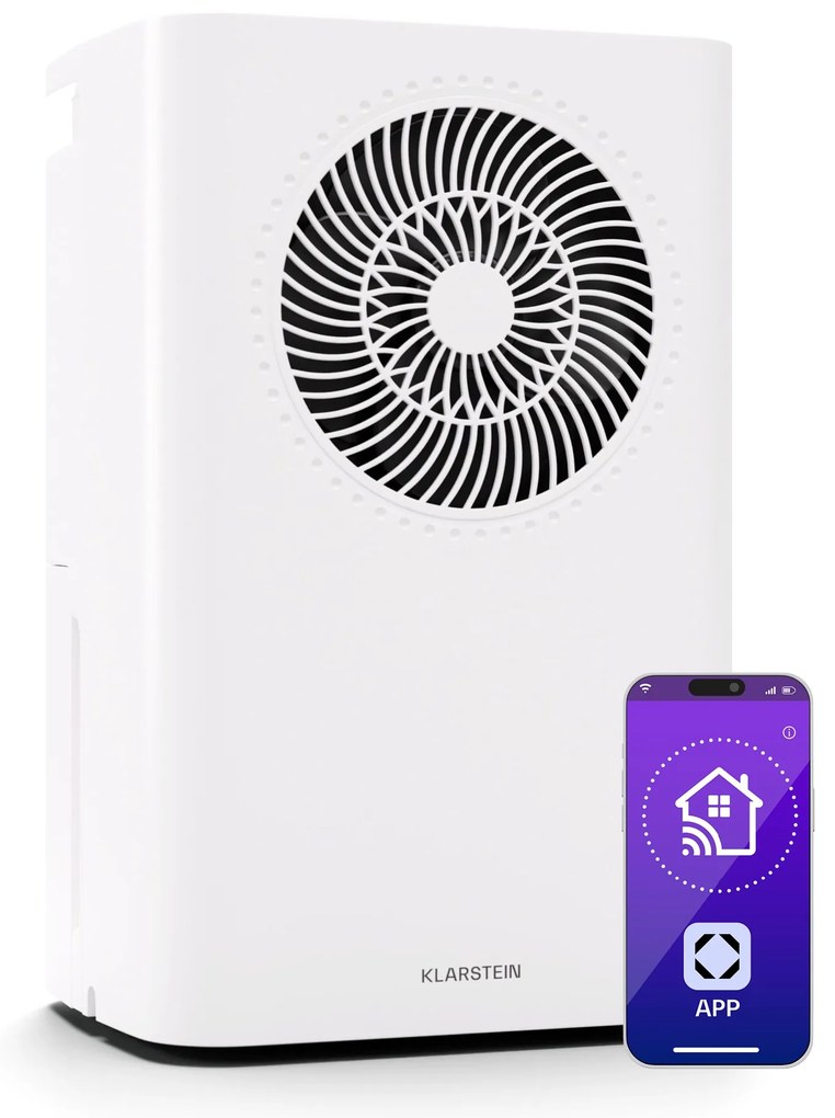 Klarstein CircleDry Smart 16 L osuszacz powietrza, 16 l/24 h, 290 W, 30-40 m², Wi-Fi, timer, filtr