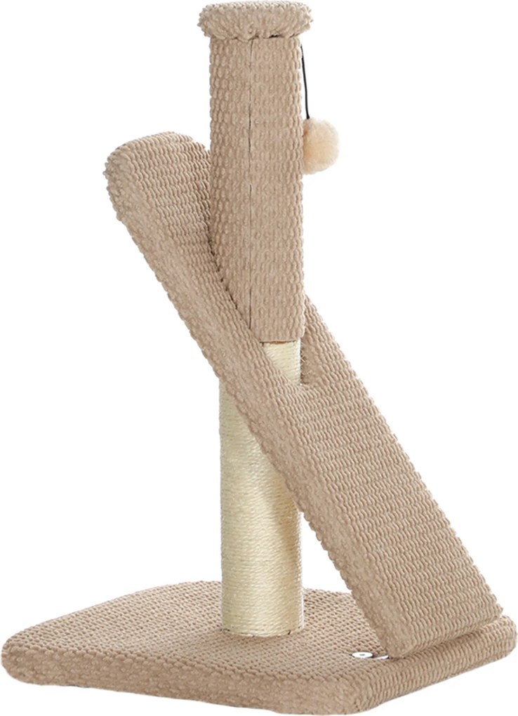 PawHut Drapak z deską do drapania, piłką do zabawy, strukturą z nopami/sizalem, 54 cm, Jasnobrązowy