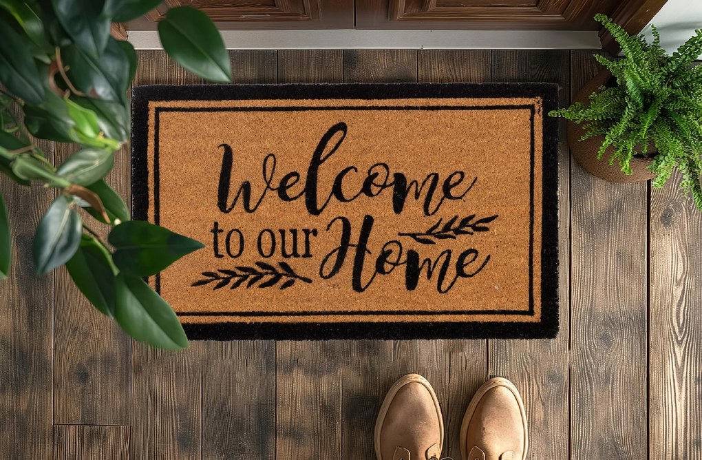 Wycieraczka Kokosowa 40x60 cm Czarna Ramka antypoślizgowa pod Drzwi z gumą