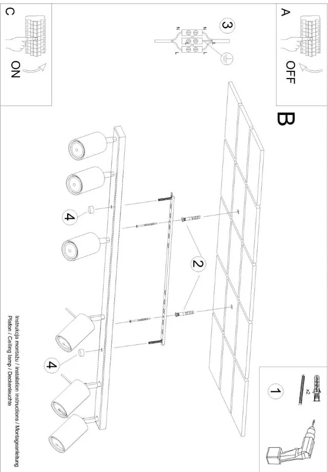 Ceglasta lampa punktowa 6x117 cm Etna – Sollux