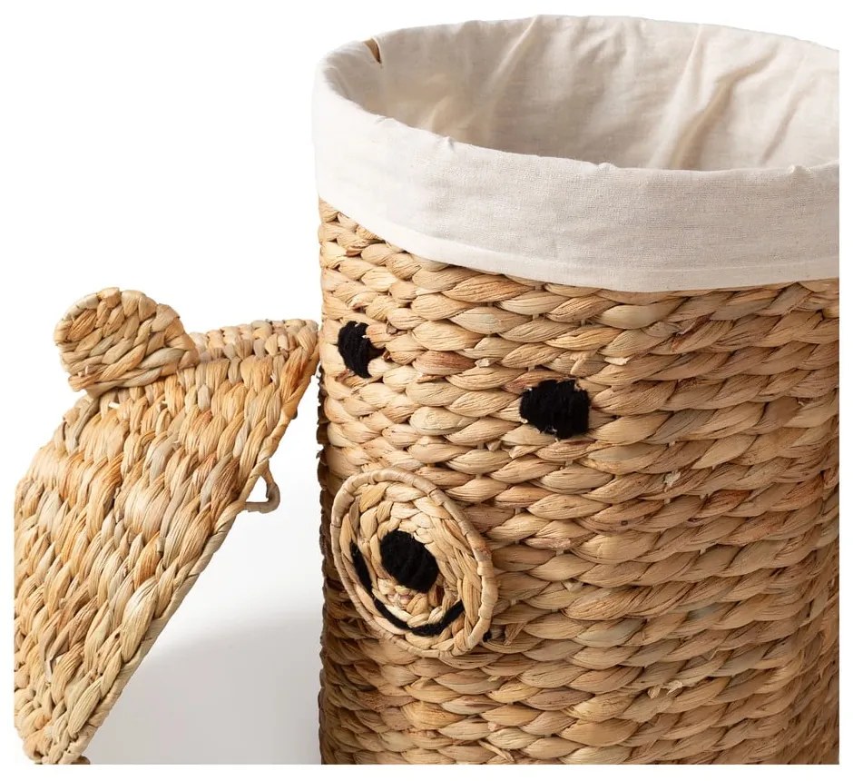 Dziecięcy kosz na zabawki z hiacyntu wodnego w naturalnym kolorze ø 30x56 cm Bear – Compactor