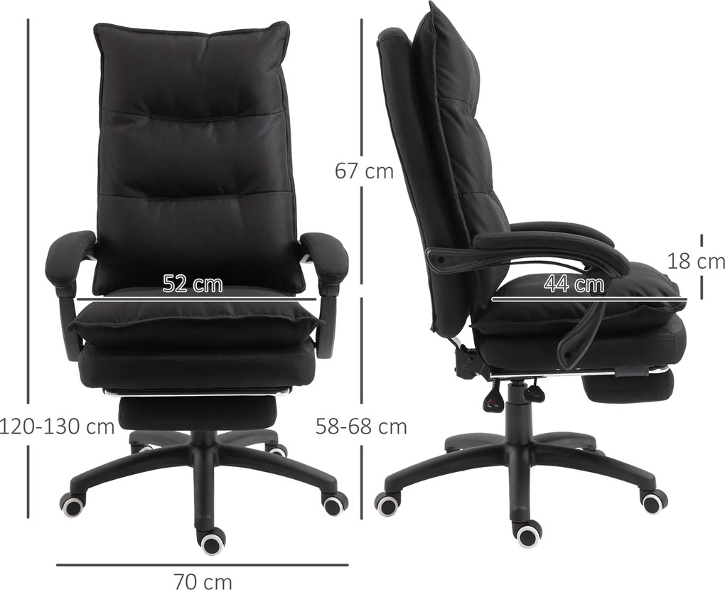 Vinsetto Fotel biurowy z masażerem obrotowy z regulacją wysokości funkcja masażu czarny wygodny | Aosom PL