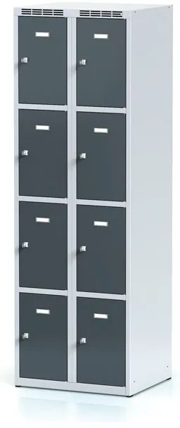 Alfa 3 Szafka skrytkowa S6, 8 schowków, 1800 x 600 x 500 mm, zamek obrotowy, drzwi ciemnoszare