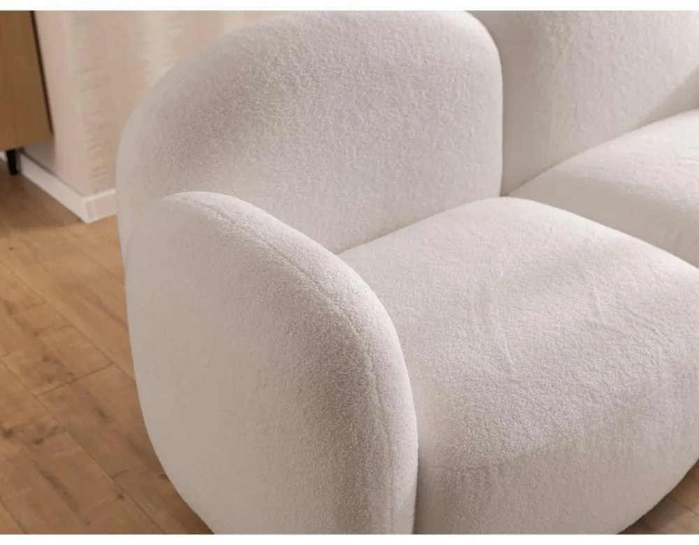 Kremowy narożnik z materiału bouclé (prawostronny/z szezlongiem) Orbit – Ropez