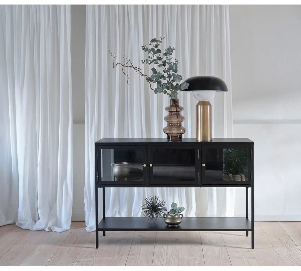 Czarna metalowa witryna 132x88 cm Carmel – Unique Furniture