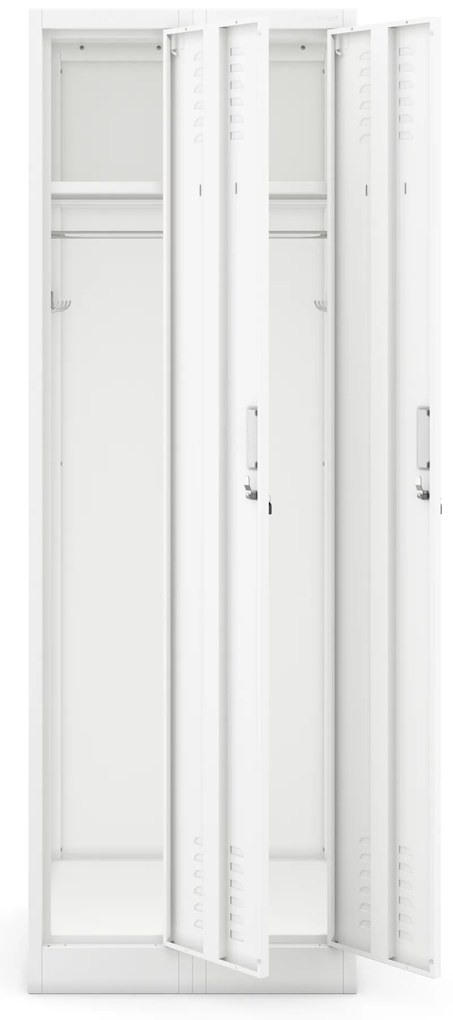 Szafka pracownicza metalowa socjalna czterokomorowa biała: KACPER II, 600 x 1800 x 500 mm