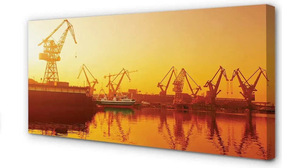 Duży obraz na płótnie Wschód Słońca nad Gdańską Stocznią