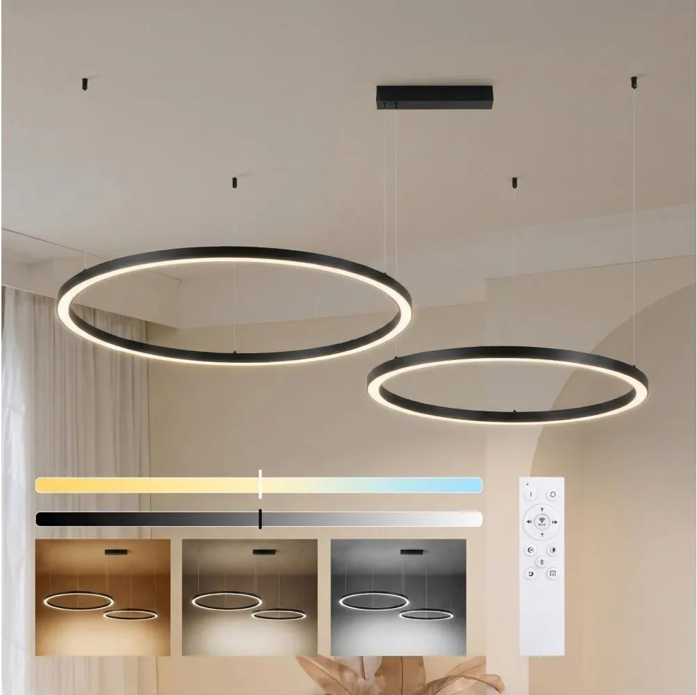 Brilagi - ściemnialny żyrandol LED na linkach PORTOFINO LED/98W/230V czarny + pilot