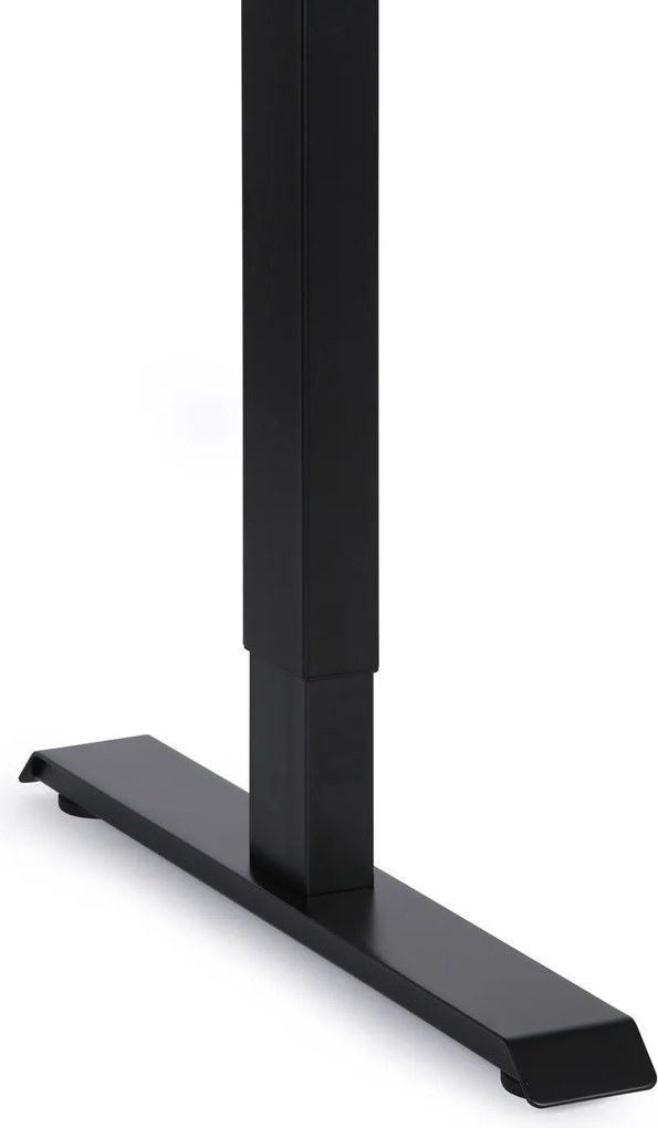 Narożne biurko z regulacją wysokości, 160x120 cm, 1 silnik, L/P, czarna podstawa, dąb naturalny