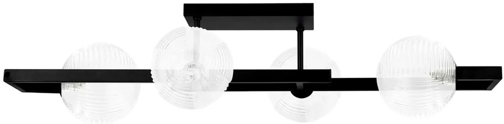 Lampa z czterema kloszami czarno-transparentna L2-G94