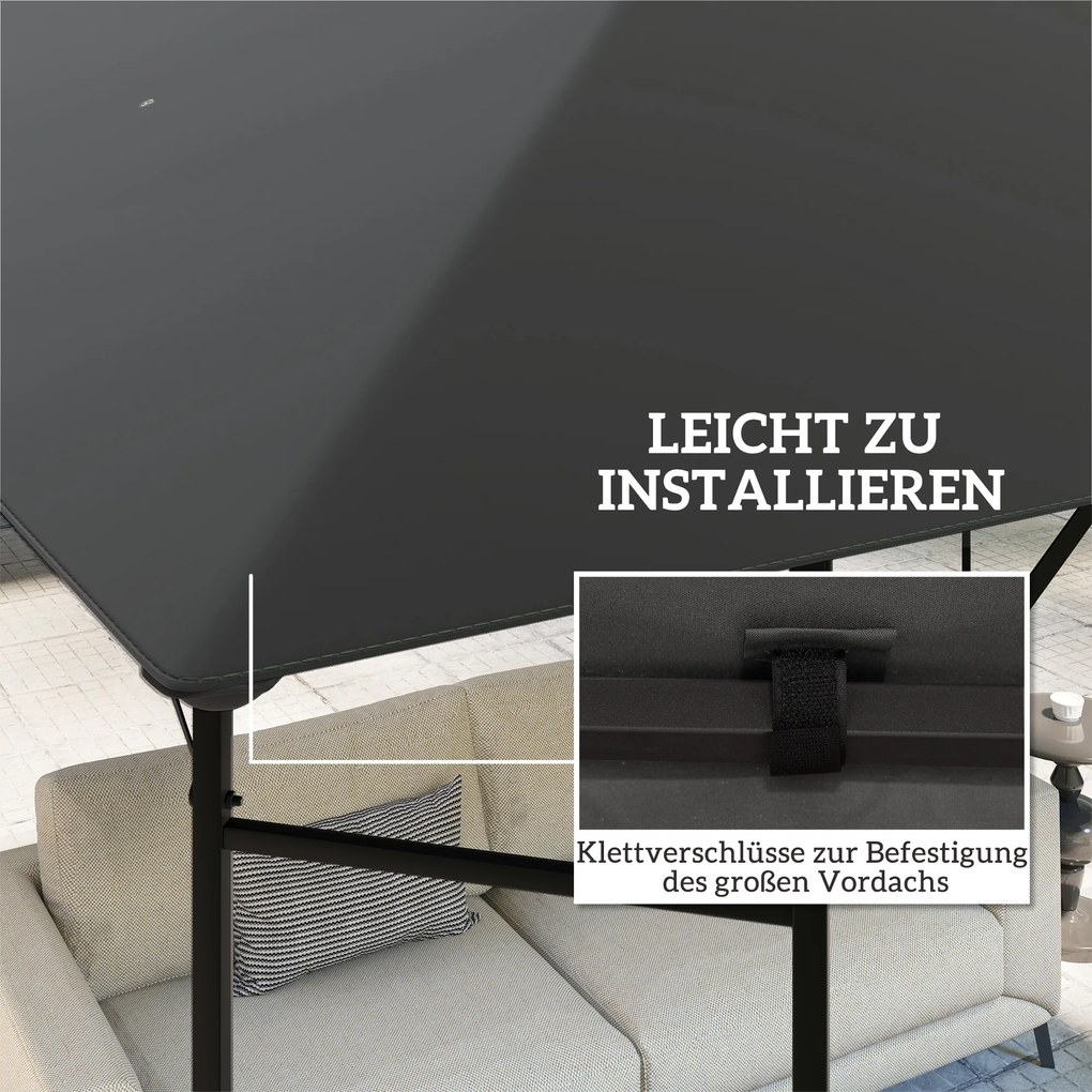 Outsunny Daszek zamienny do pawilonu 3 x 3 m wodoodporny pokrycie pawilonu UPF30+ zamienny pokrowiec tkanina Oxford, 370 g/m², Szary | Aosom PL