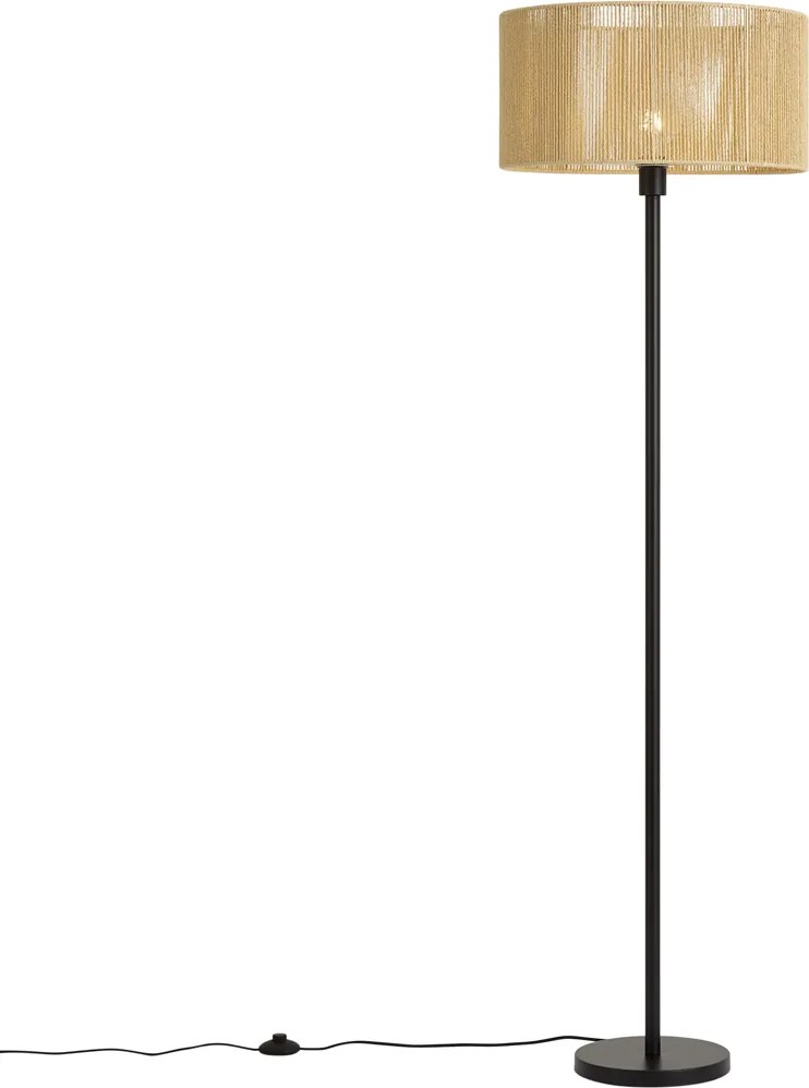 Lampa podłogowa czarna z beżowym abażurem z papierowego sznurka 50/50/25 - Simplo