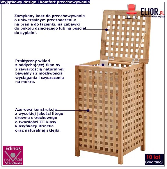 Kosz na pranie z drewna P1-N59