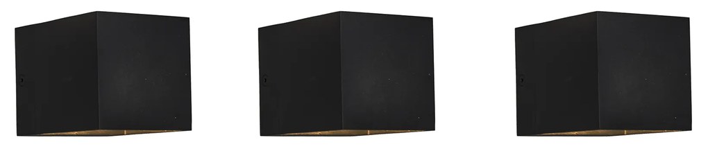Zestaw 3 nowoczesnych lamp ściennych czarnych - Transfer