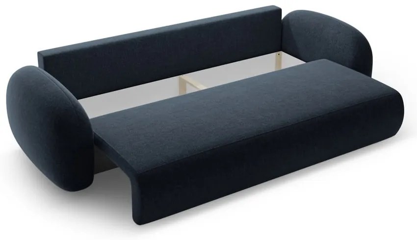 Ciemnoniebieska rozkładana/ze schowkiem sofa z tkaniny szenilowej 262 cm Tonale – Cosmopolitan Design