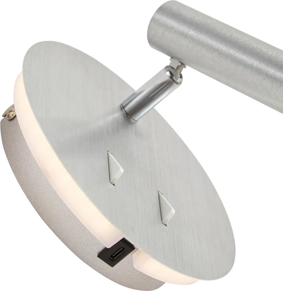 Nowoczesna stalowa lampa ścienna z diodą LED i USB-C - Croft