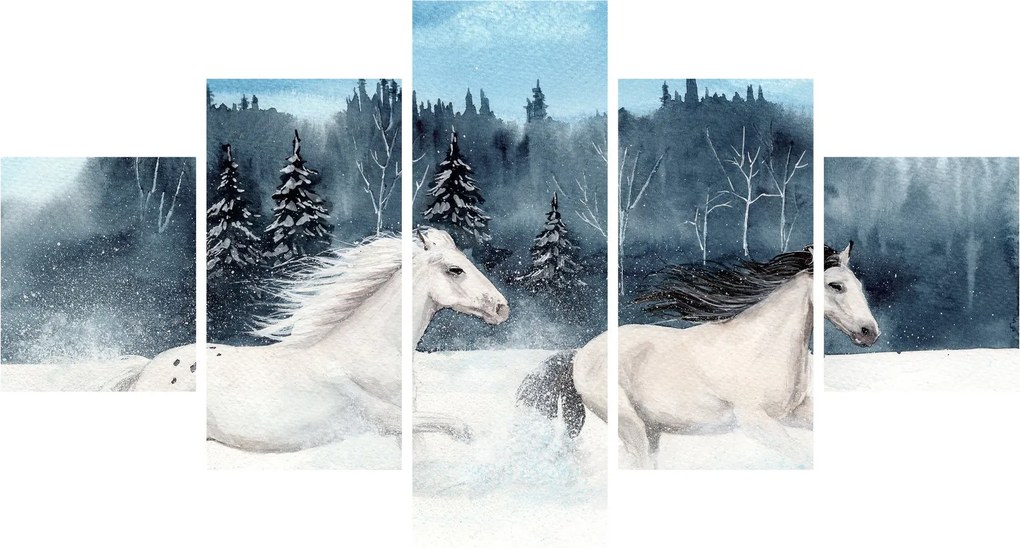Obraz malowanych koni (125x70 cm)