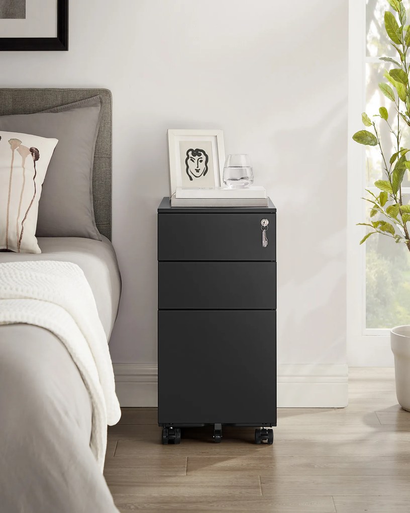 Szafka na Dokumenty Czarna Zamykana, Kontenerek - OFC031B01