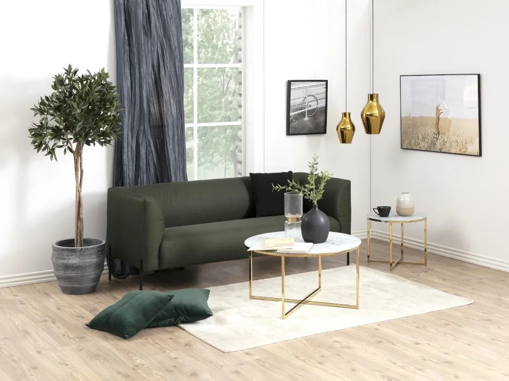 Okrągły stolik glamour do salonu Alisma 50 biały/złoty
