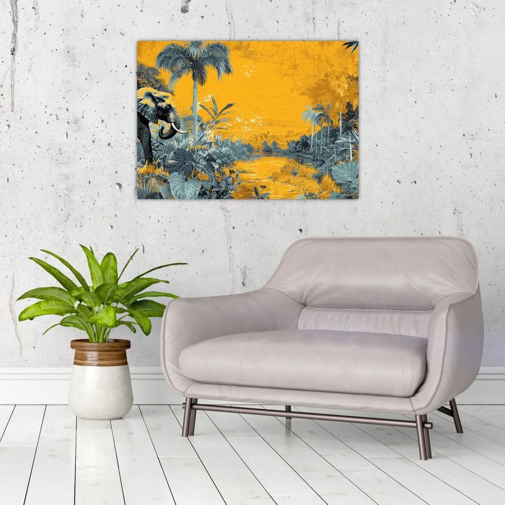 Obraz na szkle - Słoń w naturze (70x50 cm)