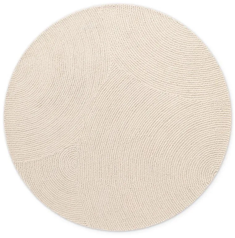 Wełniany okrągły dywan tkany ręcznie w jasnym naturalnym kolorze ø 150 cm Eleni Natural White – Hanse Home
