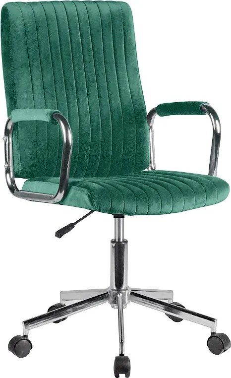 Krzesło obrotowe na kółkach welur FD24 Butelkowa Zieleń