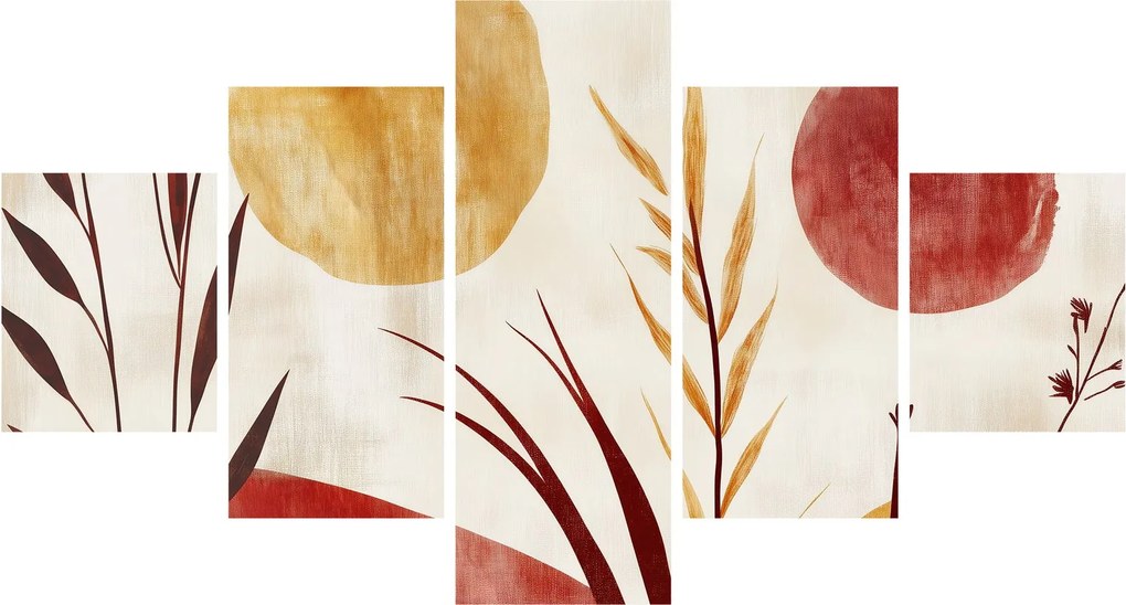 Obraz - Rośliny i okręgi (125x70 cm)